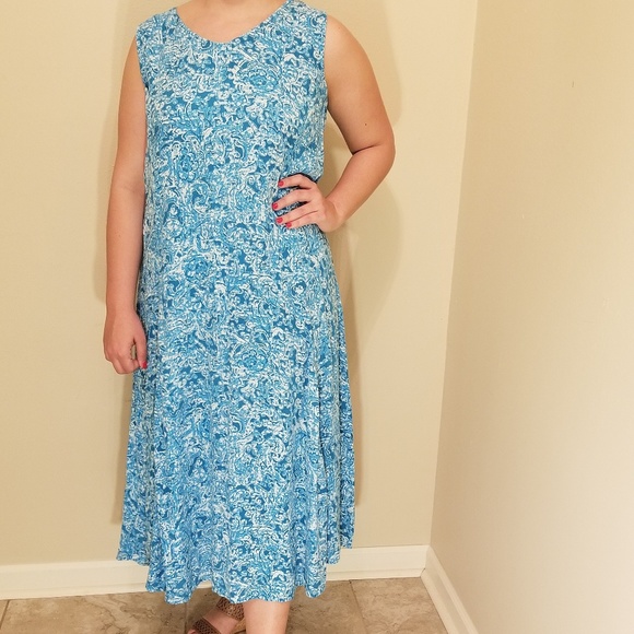 Flowy Summer Turquoise Maxi Dress Size M - Picture 2 of 3